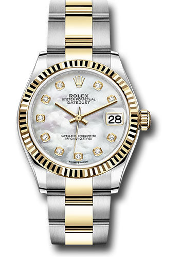 Rolex Steel and Yellow Gold Datejust - 31 MM - Oyster Bracelet - Fluted Bezel - Mother-of-Pearl Diamond Dial - 278273 mdo