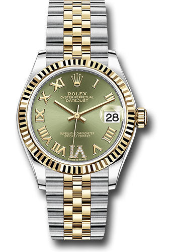 Rolex Steel and Yellow Gold Datejust - 31 MM - Jubilee Bracelet - Fluted Bezel - Olive Green Diamond Roman Six Dial - 278273 ogdr6j