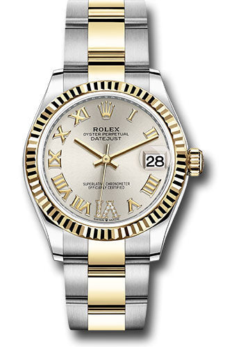 Rolex Steel and Yellow Gold Datejust - 31 MM - Oyster Bracelet - Fluted Bezel - Silver Diamond Roman Six Dial - 278273 sdr6o