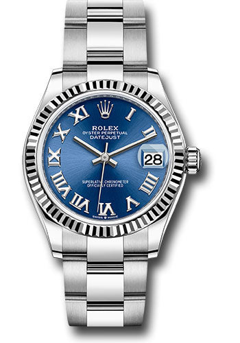 Rolex Steel and White Gold Datejust - 31 MM - Oyster Bracelet - Fluted Bezel - Blue Roman Dial - 278274 blro