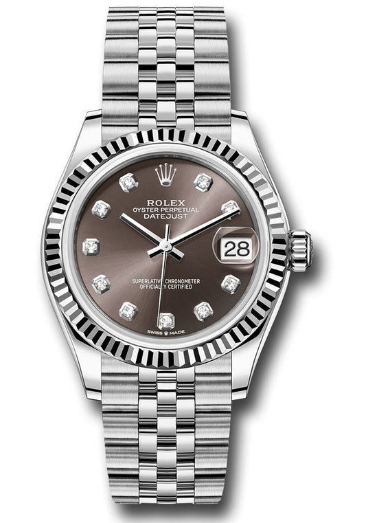 Rolex Steel and White Gold Datejust - 31 MM - Jubilee Bracelet - Fluted Bezel - Dark Grey Diamond Dial - 278274 dkgdj