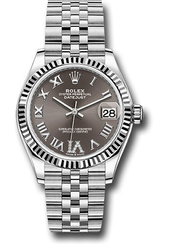 Rolex Steel and White Gold Datejust - 31 MM - Jubilee Bracelet - Fluted Bezel - Dark Grey Roman Diamond 6 Dial - 278274 dkgdr6j