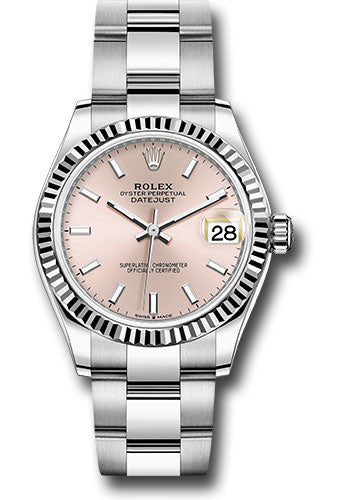 Rolex Steel and White Gold Datejust - 31 MM - Oyster Bracelet - Fluted Bezel - Pink Index Dial - 278274 pio