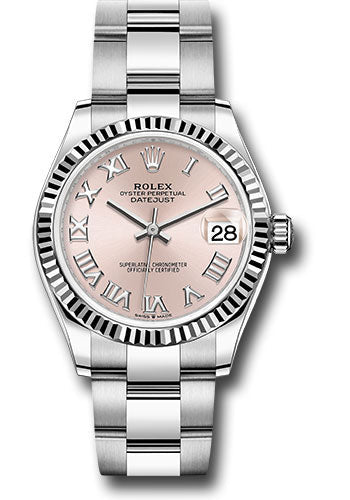 Rolex Steel and White Gold Datejust - 31 MM - Oyster Bracelet - Fluted Bezel - Pink Roman Dial - 278274 pro