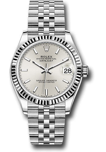 Rolex Steel and White Gold Datejust - 31 MM - Jubilee Bracelet - Fluted Bezel - Silver Index Dial - 278274 sij