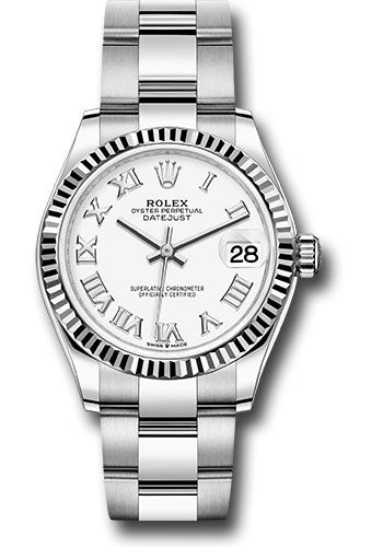 Rolex Steel and White Gold Datejust - 31 MM - Oyster Bracelet - Fluted Bezel - White Roman Dial - 278274 wro