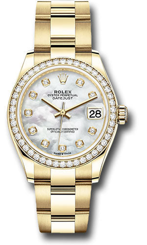 Rolex Yellow Gold Datejust - 31 MM - Oyster Bracelet - Diamond Bezel - Mother-of-Pearl Diamond Dial - 278288RBR mdo