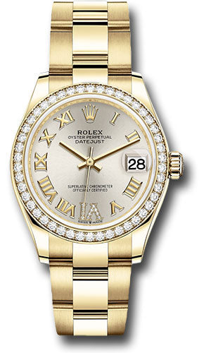 Rolex Yellow Gold Datejust - 31 MM - Oyster Bracelet - Diamond Bezel - Silver Diamond Six Dial - 278288RBR sdr6o