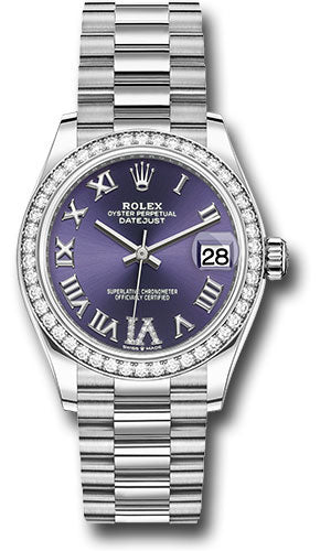 Rolex White Gold Datejust - 31 MM - President Bracelet - Diamond Bezel - Aubergine Diamond Roman Dial - 278289rbr aubdr6p