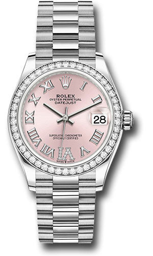 Rolex White Gold Datejust - 31 MM - President Bracelet - Diamond Bezel - Pink Diamond Roman Dial - 278289rbr pdr6p