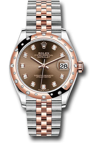 Rolex Steel and Everose Gold Datejust - 31 MM - Jubilee Bracelet - 24 Diamond Bezel - chocolate Dial - 278341RBR chodj