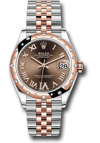 Rolex Steel and Everose Gold Datejust - 31 MM - Jubilee Bracelet - 24 Diamond Bezel - Chocolate Diamond Roman VI Dial - 278341RBR chodr6j