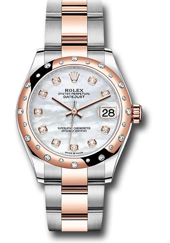 Rolex Steel and Everose Gold Datejust - 31 MM - Oyster Bracelet - 24 Diamond Bezel -  Mother-of-pearl  Diamond Dial - 278341RBR mdo