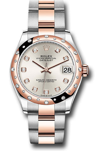 Rolex Steel and Everose Gold Datejust - 31 MM - Oyster Bracelet - 24 Diamond Bezel -  Silver Diamond Dial - 278341RBR sdo