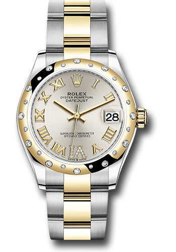 Rolex Steel and Yellow Gold Datejust - 31 MM - Oyster Bracelet - Domed Diamond Bezel - Silver Diamond Roman Six Dial - 278343 sdr6o