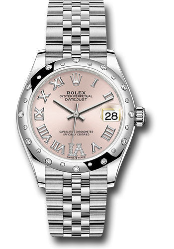 Rolex Steel and White Gold Datejust - 31 MM - Jubilee Bracelet - Domed 24 Diamond Bezel - Pink Roman Diamond 6 Dial - 278344RBR pdr6j