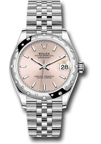 Rolex Steel and White Gold Datejust - 31 MM - Jubilee Bracelet - Domed 24 Diamond Bezel - Pink Index Dial - 278344RBR pij