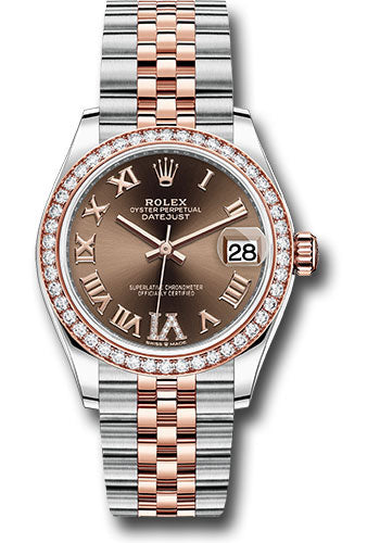 Rolex Steel and Everose Gold Datejust - 31 MM - Jubilee Bracelet - 46 Diamond Bezel - Chocolate Diamond Roman VI Dial - 278381RBR chodr6j