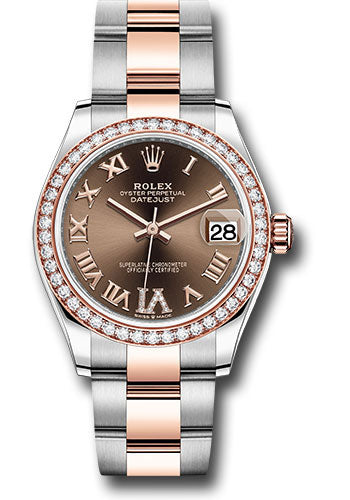 Rolex Steel and Everose Gold Datejust - 31 MM - Oyster Bracelet - 46 Diamond Bezel - Chocolate Diamond Roman VI Dial - 278381RBR chodr6o