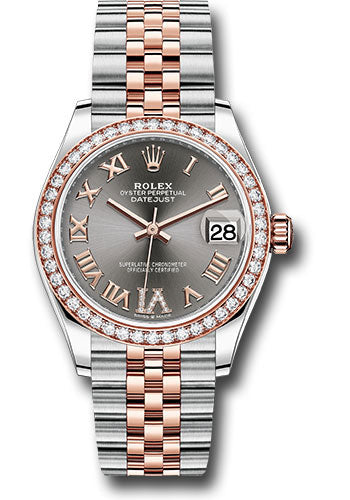 Rolex Steel and Everose Gold Datejust - 31 MM - Jubilee Bracelet - 46 Diamond Bezel -  Dark Rhodium Diamond Roman VI Dial - 278381RBR dkrhdr6j