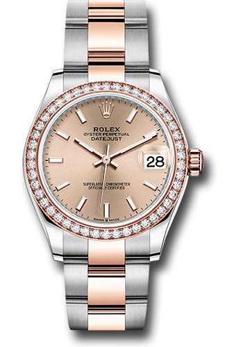 Rolex Steel and Everose Gold Datejust - 31 MM - Oyster Bracelet - 46 Diamond Bezel - Rosé Index Dial - 278381RBR roio