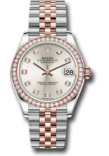 Rolex Steel and Everose Gold Datejust - 31 MM - Jubilee Bracelet - 46 Diamond Bezel - Silver Diamond Dial - 278381RBR sdj