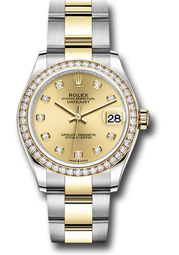 Rolex Steel and Yellow Gold Datejust - 31 MM - Oyster Bracelet - Diamond Bezel - Champagne Diamond Dial - 278383RBR chdo