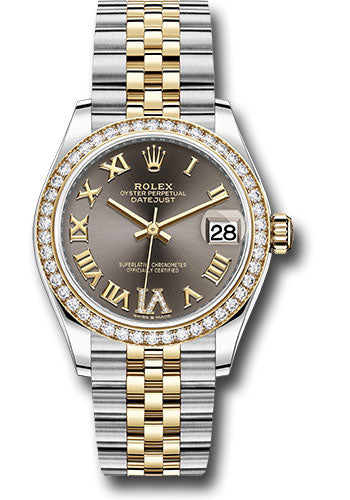 Rolex Steel and Yellow Gold Datejust - 31 MM - Jubilee Bracelet - Diamond Bezel - Dark Grey Diamond Roman Six Dial - 278383RBR dkgdr6j