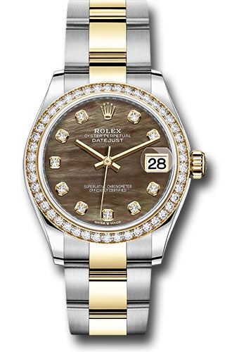 Rolex Steel and Yellow Gold Datejust - 31 MM - Oyster Bracelet - Diamond Bezel - Dark Mother-of-Pearl Diamond Dial - 278383RBR dkmdo