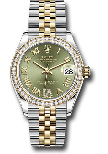 Rolex Steel and Yellow Gold Datejust - 31 MM - Jubilee Bracelet - Diamond Bezel - Olive Green Diamond Roman Six Dial - 278383RBR ogdr6j