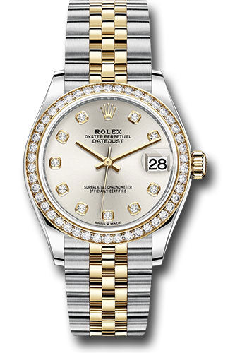 Rolex Steel and Yellow Gold Datejust - 31 MM - Jubilee Bracelet - Diamond Bezel - Silver Diamond Dial - 278383RBR sdj