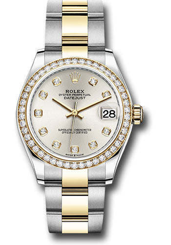 Rolex Steel and Yellow Gold Datejust - 31 MM - Oyster Bracelet - Diamond Bezel - Silver Diamond Dial - 278383RBR sdo