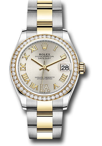 Rolex Steel and Yellow Gold Datejust - 31 MM - Oyster Bracelet - Diamond Bezel - Silver Diamond Roman Six Dial - 278383RBR sdr6o