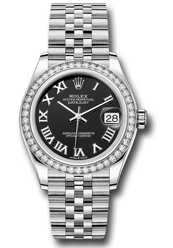 Rolex Steel and White Gold Datejust - 31 MM - Jubilee Bracelet - Diamond Bezel -  Black Roman Dial - 278384RBR bkrj