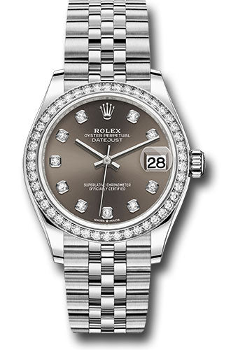 Rolex Steel and White Gold Datejust - 31 MM - Jubilee Bracelet - Diamond Bezel - Dark Grey Diamond Dial - 278384RBR dkgdj