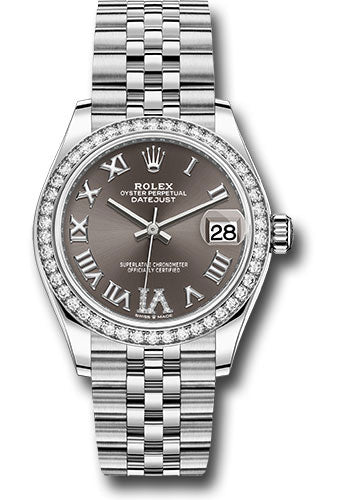 Rolex Steel and White Gold Datejust - 31 MM - Jubilee Bracelet - Diamond Bezel -  Dark Grey Roman Diamond 6 Dial - 278384RBR dkgdr6j