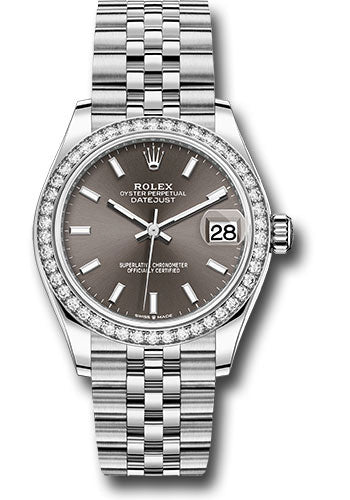 Rolex Steel and White Gold Datejust - 31 MM - Jubilee Bracelet - Diamond Bezel - Dark Grey Index Dial - 278384RBR dkgij