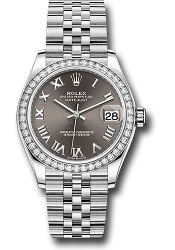 Rolex Steel and White Gold Datejust - 31 MM - Jubilee Bracelet - Diamond Bezel - Dark Grey Roman Dial - 278384RBR dkgrj