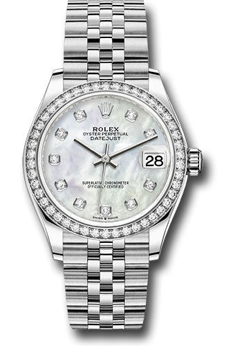 Rolex Steel and White Gold Datejust - 31 MM - Jubilee Bracelet - Diamond Bezel - White Mother-Of-Pearl Diamond Dial - 278384RBR mdj