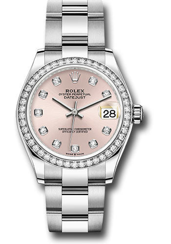 Rolex Steel and White Gold Datejust - 31 MM - Oyster Bracelet - Diamond Bezel - Pink Diamond Dial - 278384RBR pdo