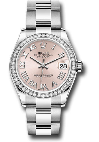 Rolex Steel and White Gold Datejust - 31 MM - Oyster Bracelet - Diamond Bezel - Pink Roman Dial - 278384RBR pro