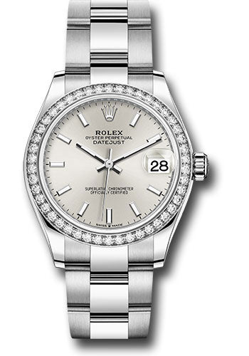 Rolex Steel and White Gold Datejust - 31 MM - Oyster Bracelet - Diamond Bezel - Silver Index Dial - 278384RBR sio