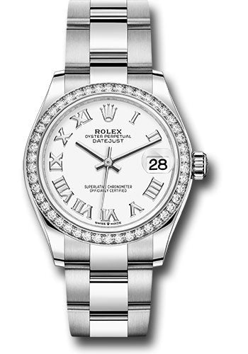 Rolex Steel and White Gold Datejust - 31 MM - Oyster Bracelet - Diamond Bezel - White Roman Dial - 278384RBR wro