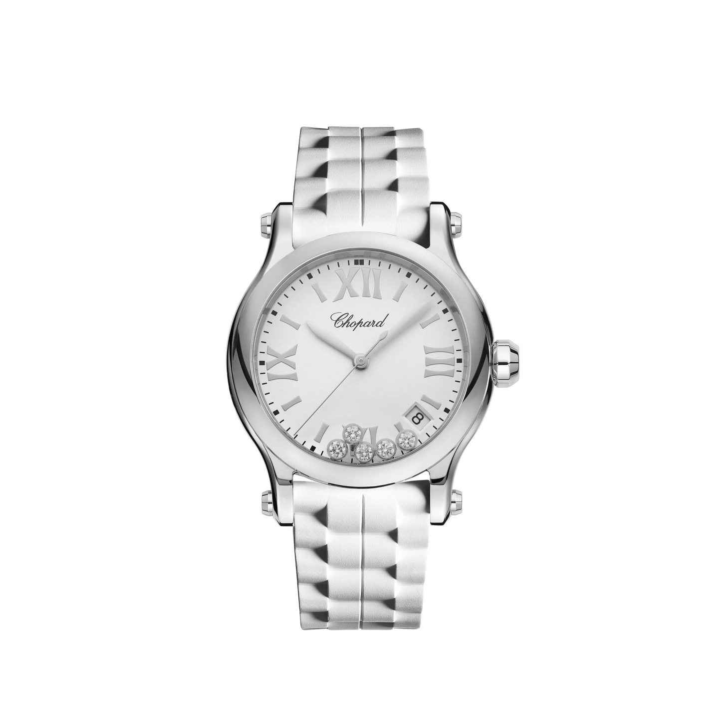 Chopard Happy Sport Stainless Steel 36 MM - Stainless Steel Bracelet - White Diamond Dial - 278582-3001