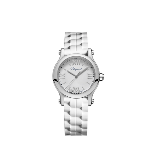 Chopard Happy Sport Stainless Steel 30 MM - White Strap - White Diamond Dial - 278590-3001