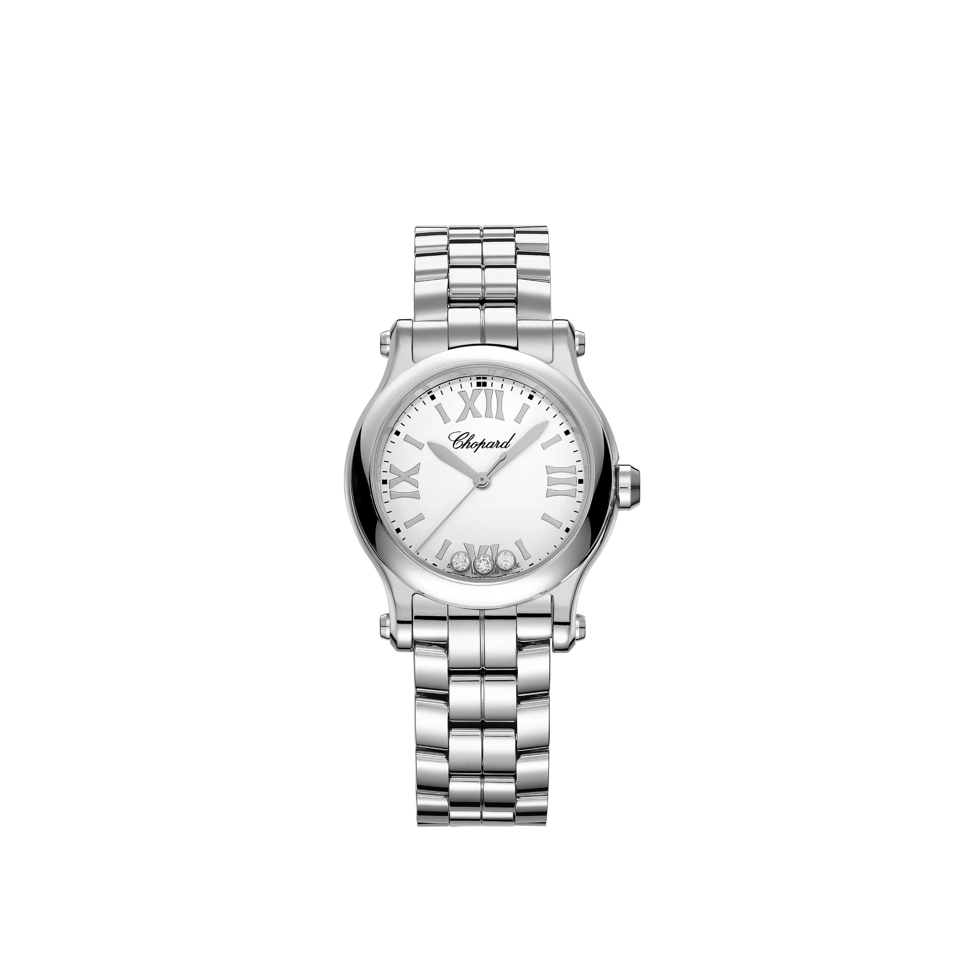 Chopard Happy Sport Stainless Steel 30 MM - Stainless Steel Bracelet - White Diamond Dial - 278590-3002