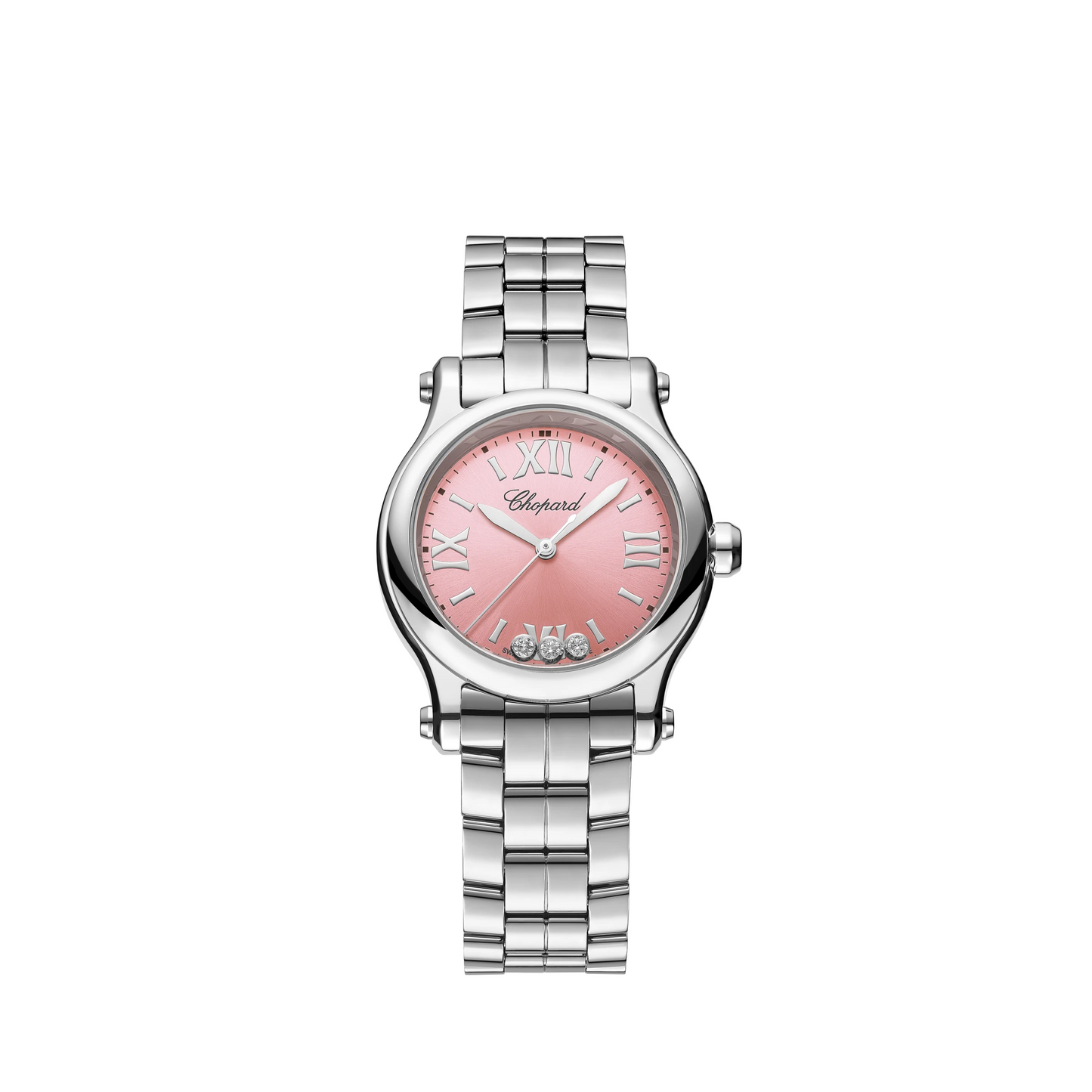 Chopard Happy Sport Stainless Steel 30 MM - Stainless steel Bracelet - Pink Diamond Dial - 278590-3012