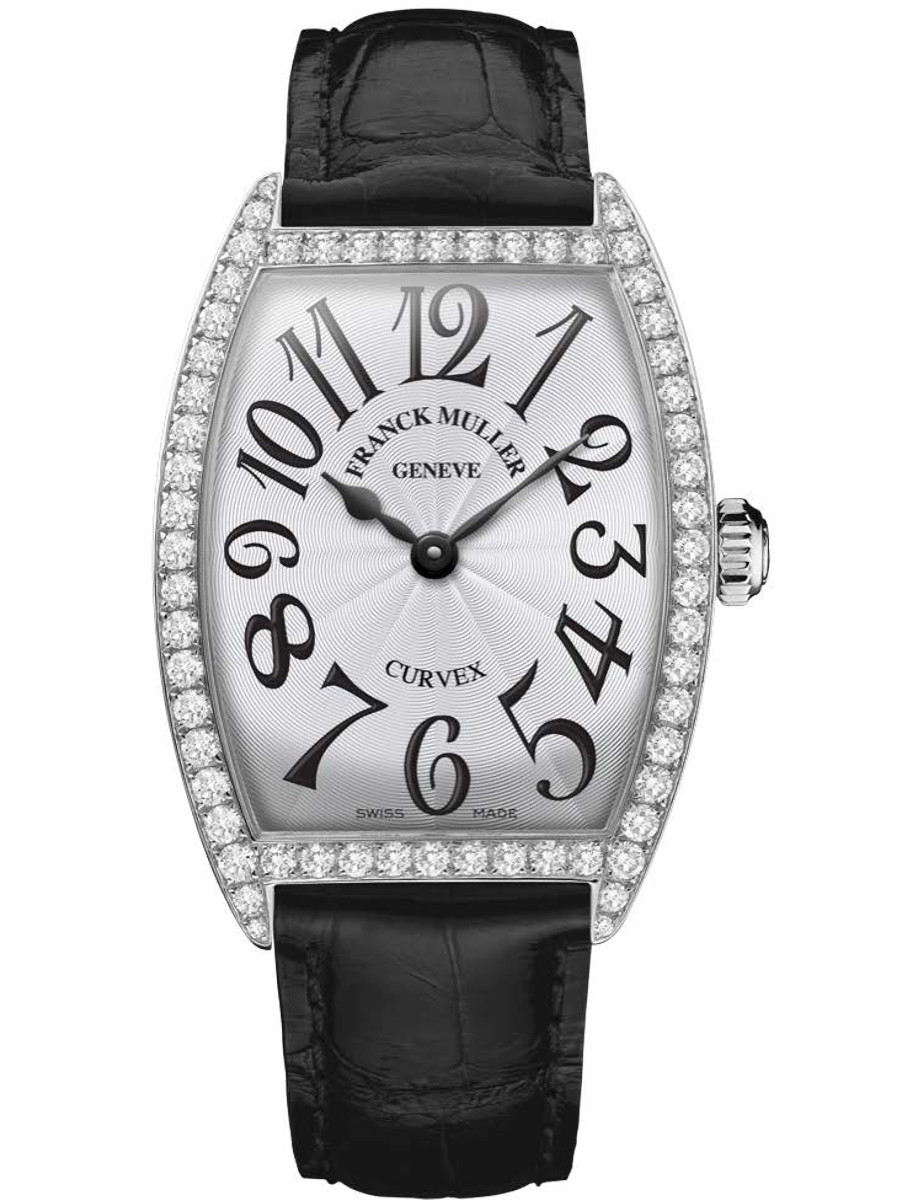 Franck Muller Cintrée Curvex - 31 MM - Steel - Diamond Bezel - Silver Dial - 2852QZDPACE