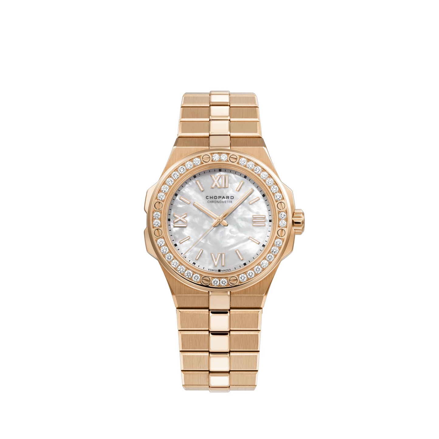 Chopard Alpine Eagle Rose Gold 36 MM - Rose Gold Bracelet - Diamond Bezel - Mother-of-pearl Sapphire Crystal Dial - 295370-5002