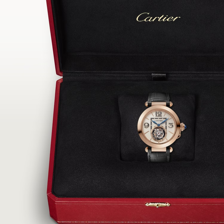 Cartier Pasha de Cartier Rose gold 41 MM - Dark Gray Alligator Strap - White Tourbillon Dial - WHPA0010